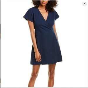Madewell Cross Front Flutter Sleeve Mini Dress Navy Blue XXS/XS/S